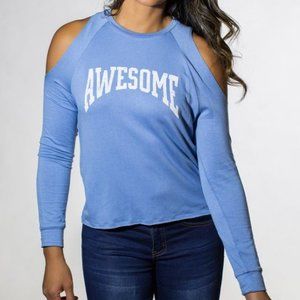 Awesome Graphic Cold Shoulder sweatshirt in blue